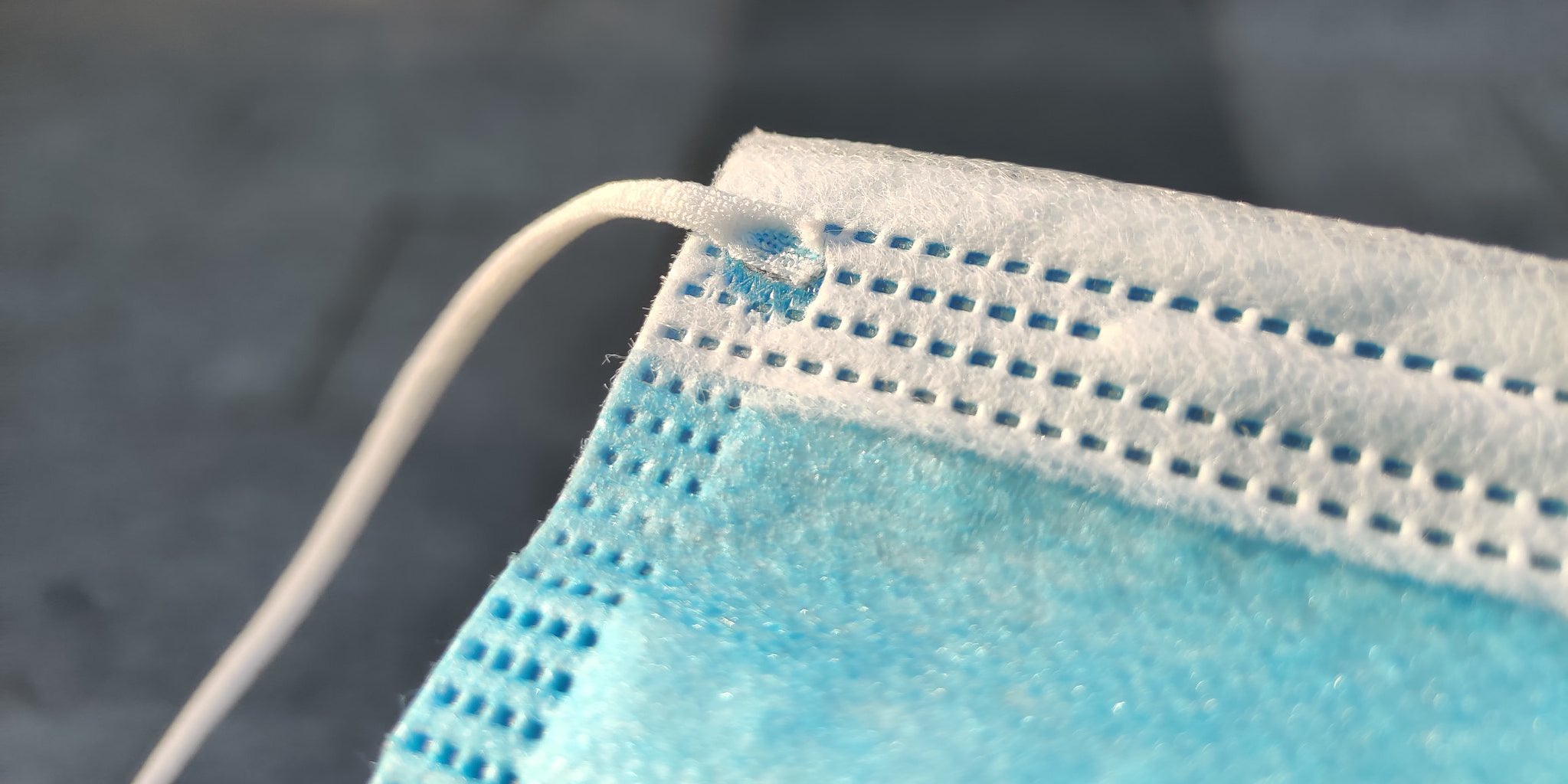 A disposable face mask.