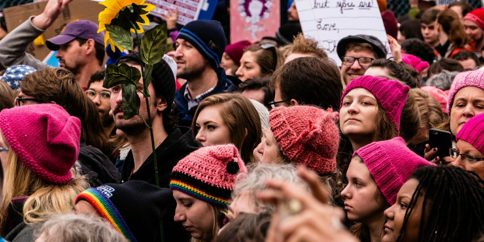 Women's March on Washington participants in 2017.