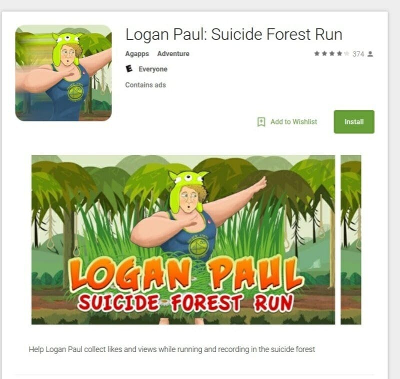 Logan Paul Suicide Forest Run Android app game