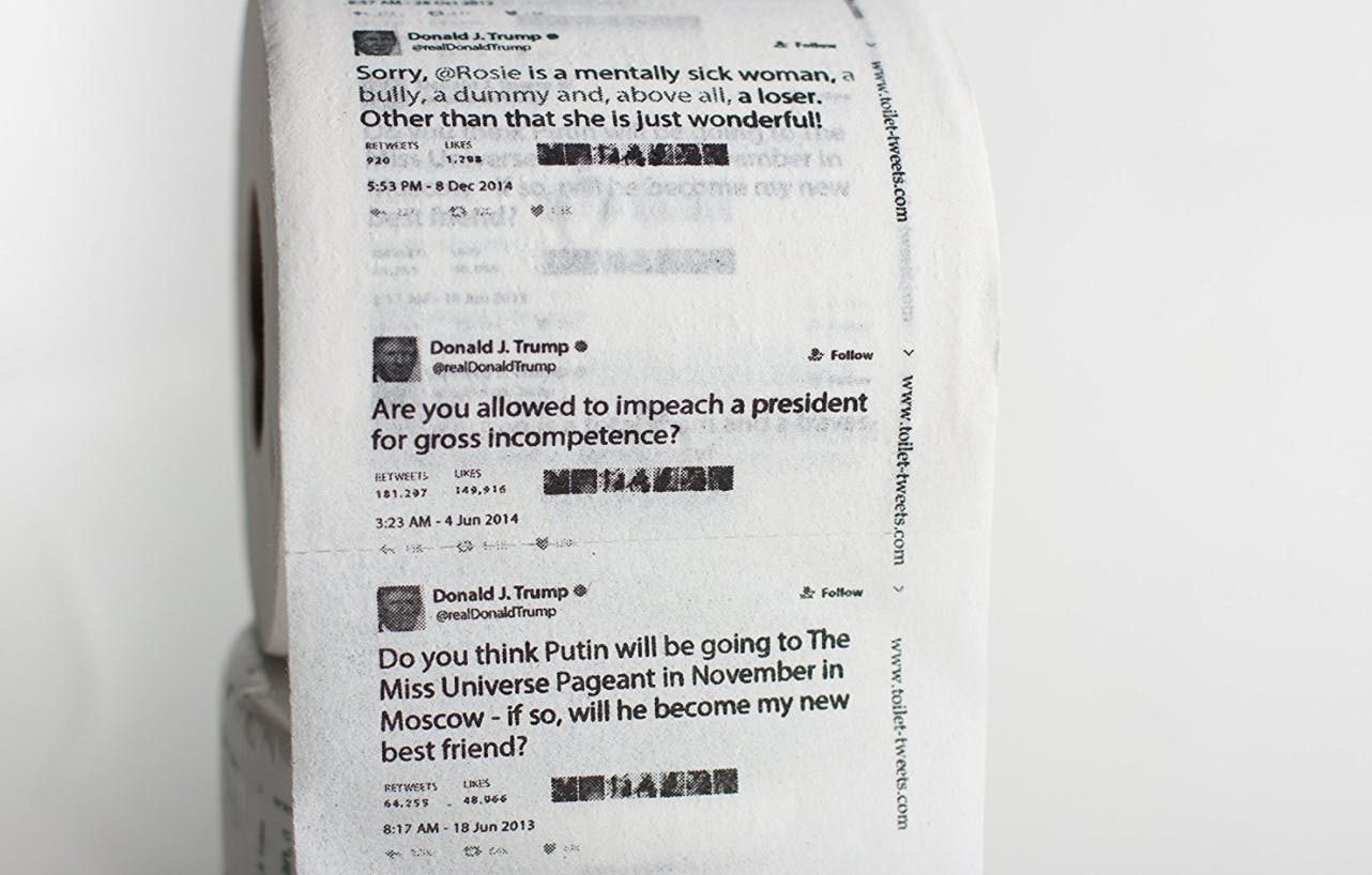 Toilet Paper Printed with Trump Tweets