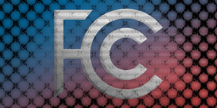 Glitched, decayed FCC logo