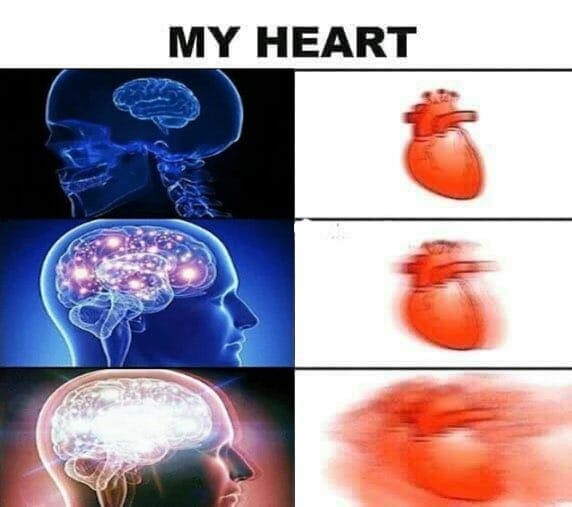expanding heart and expanding brain meme