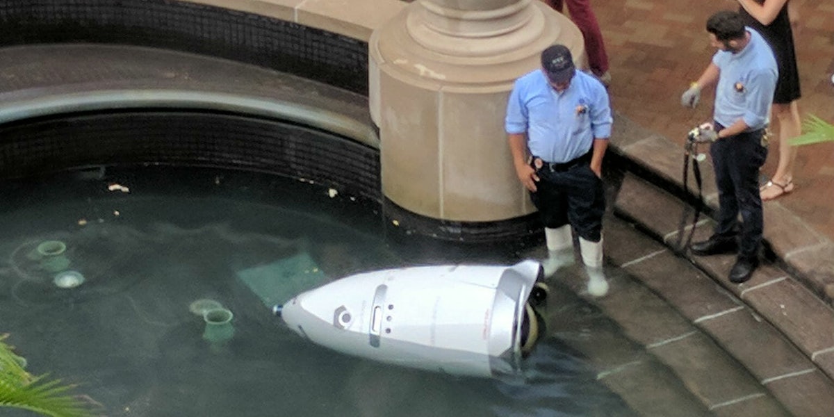 security robot drown itself