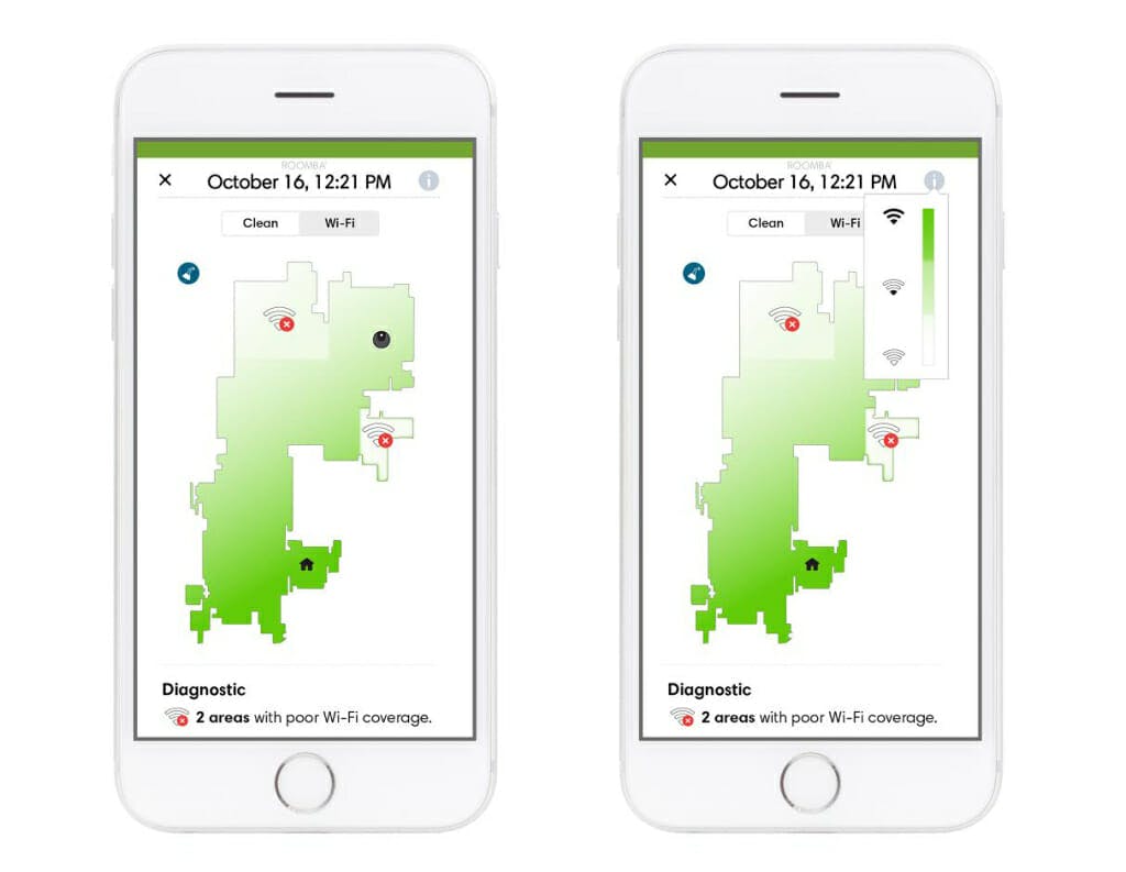 iRobot Roomba WiFi mapping iPhone screengrabs