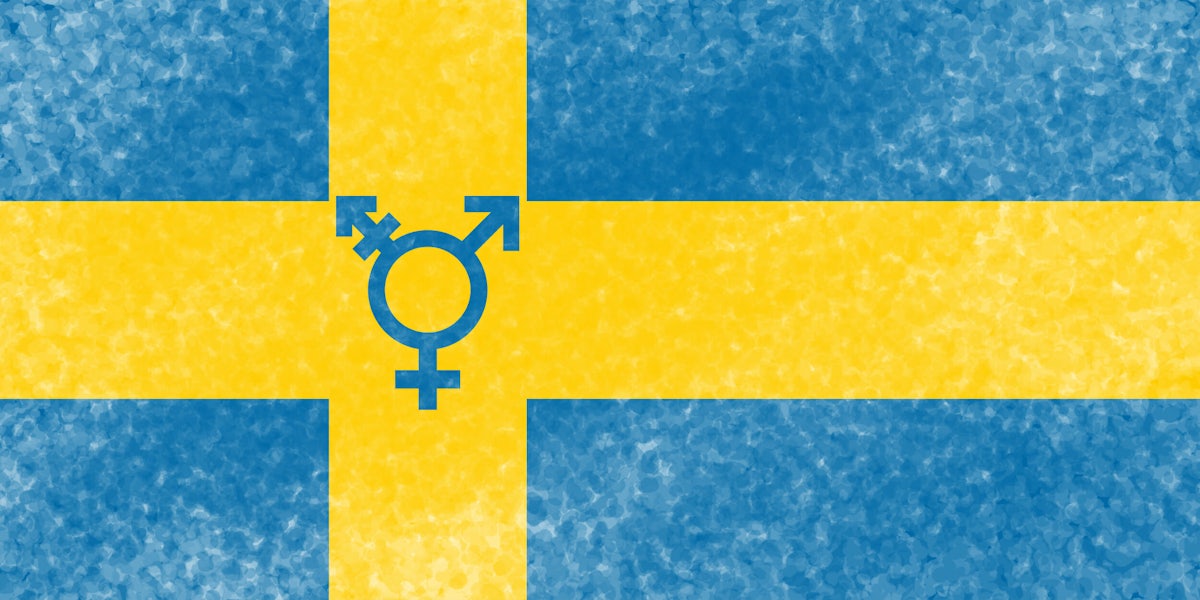 Flag of Sweden with transgender symbol
