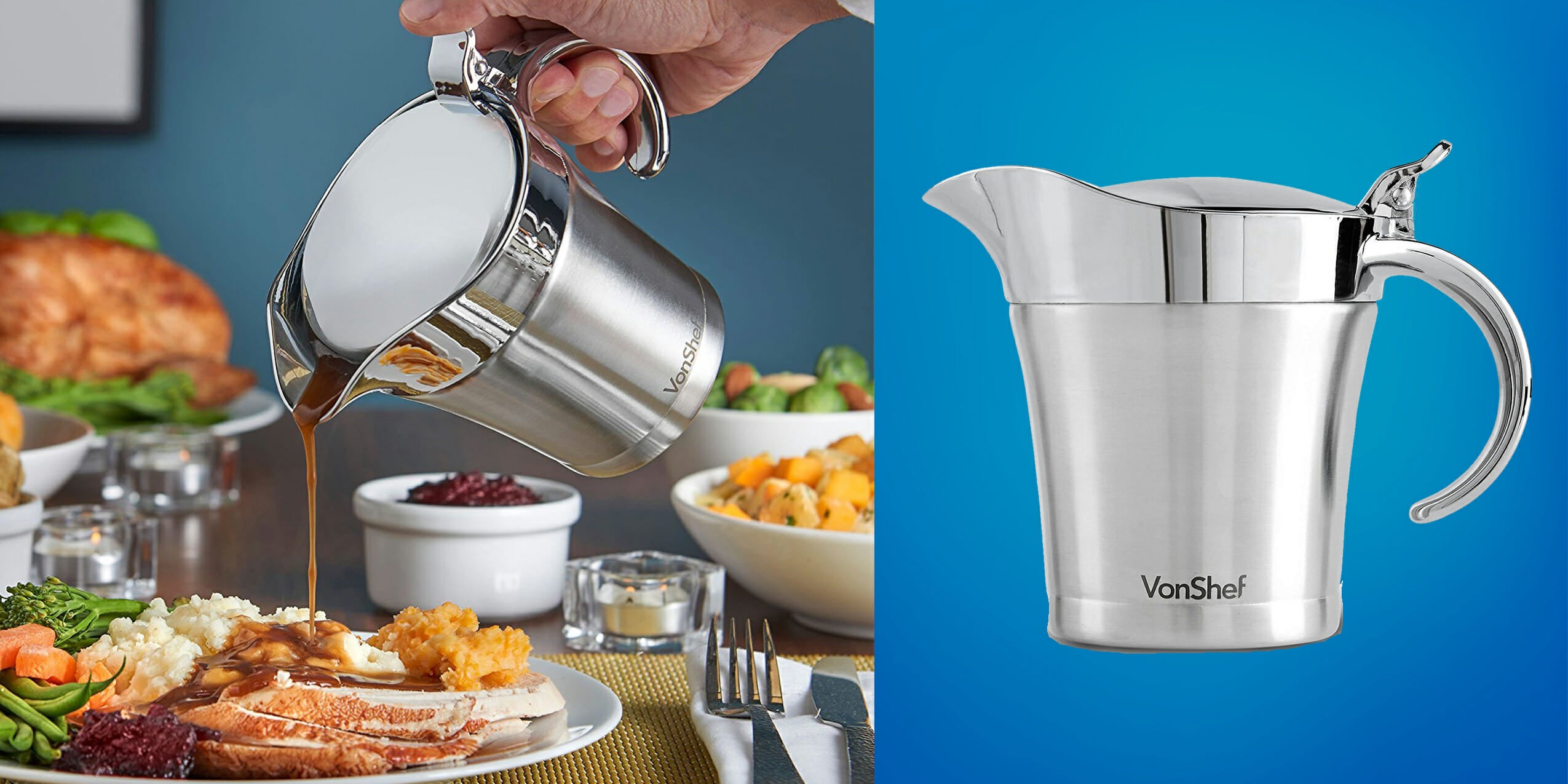 Step up your sauce game on Thanksgiving with this insulated gravy boat