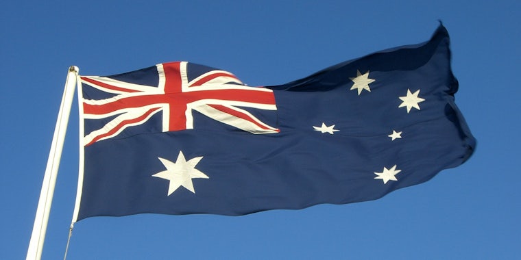 An Australian flag waving.