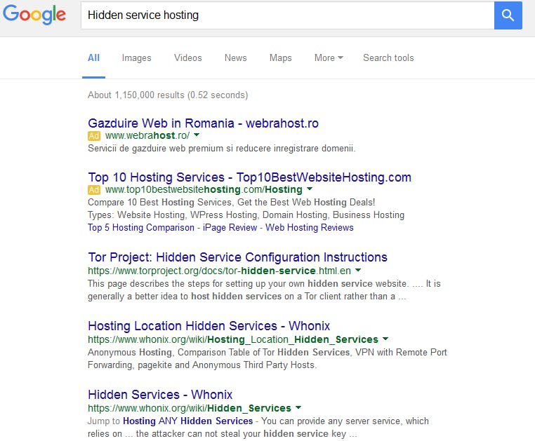 google hidden service hosting