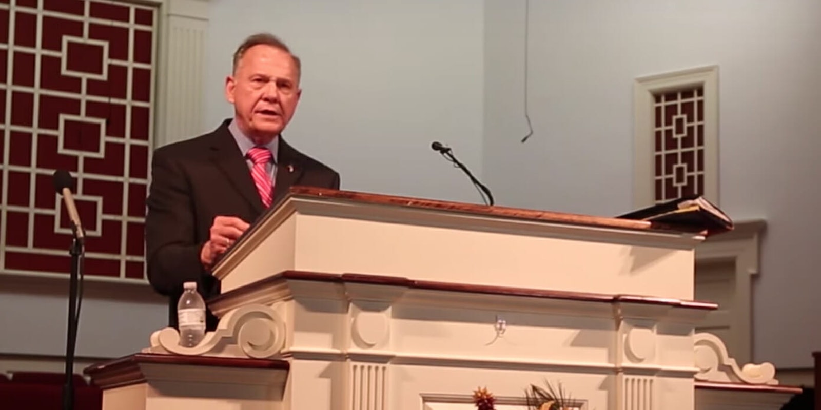 Roy Moore blamed a 'conspiracy' of liberals and LGBTQ people for allegations of sexual misconduct against him.