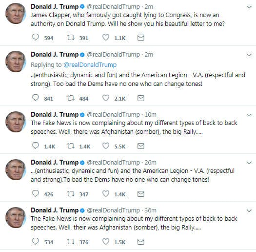 Trump Corrects Typos in Tweetstorm