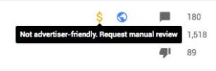 When your video is demonetized, this little yellow $ shows up.