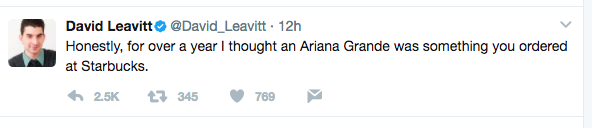 ariana grande joke twitter david leavitt