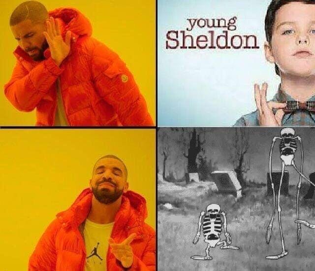 drake meme young sheldon vs spooky