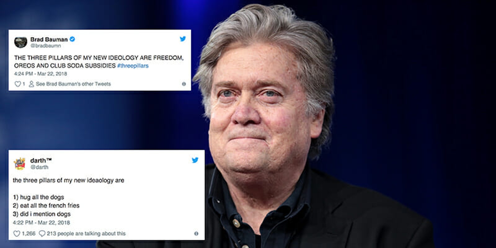 Steve Bannon inspired a meme when he announced the 'three pillars' of his new political outlook.