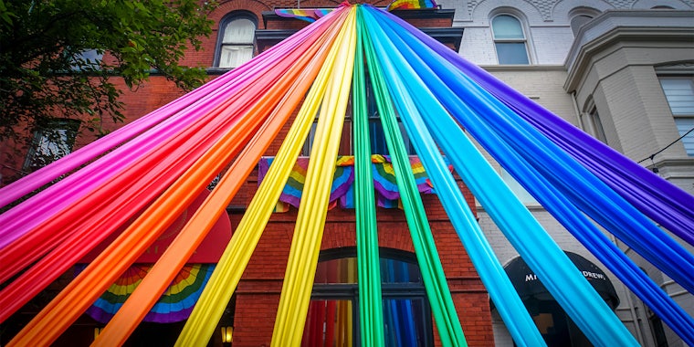 Rainbow streamers for LGBT celebration : banning conversion therapy