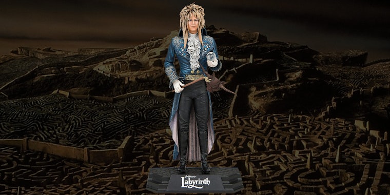 Jareth figurine over Labyrinth background