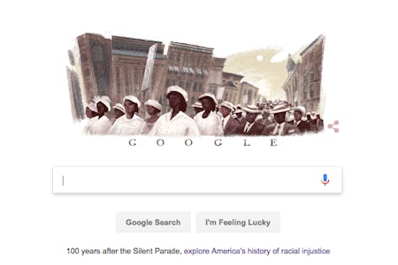 A Google Doodle of NAACP's Silent Parade protest of 1917