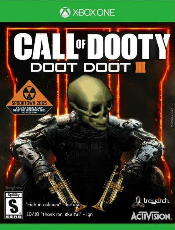 call of dooty doot doot spooky skull meme