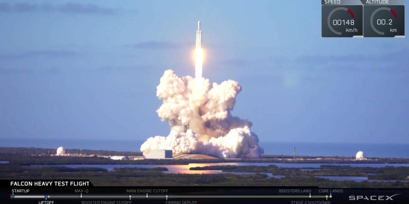 spacex falcon heavy launch liftoff
