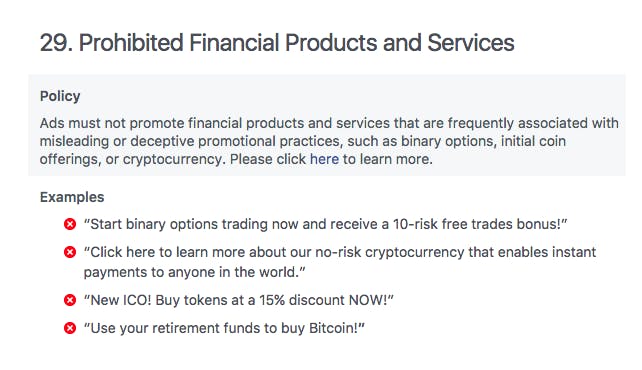 Facebook bans all cryptocurrency advertisements from platform