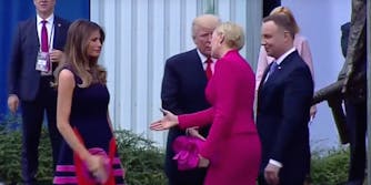 Agata Kornhauser-Duda greeting Melania Trump polish first lady