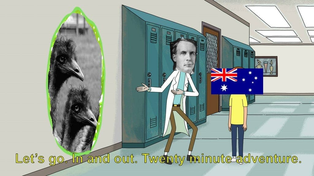 rick and morty great emu war meme 20 minutes adventure
