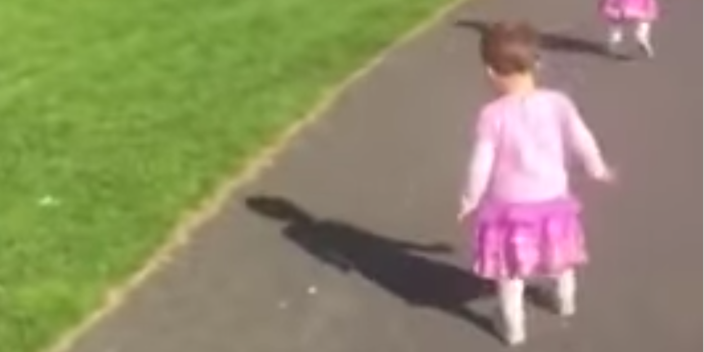 Toddler scared of her own shadow