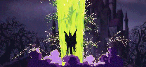 gif of sleeping beauty showing maleficent transforming dramatically into a dragon