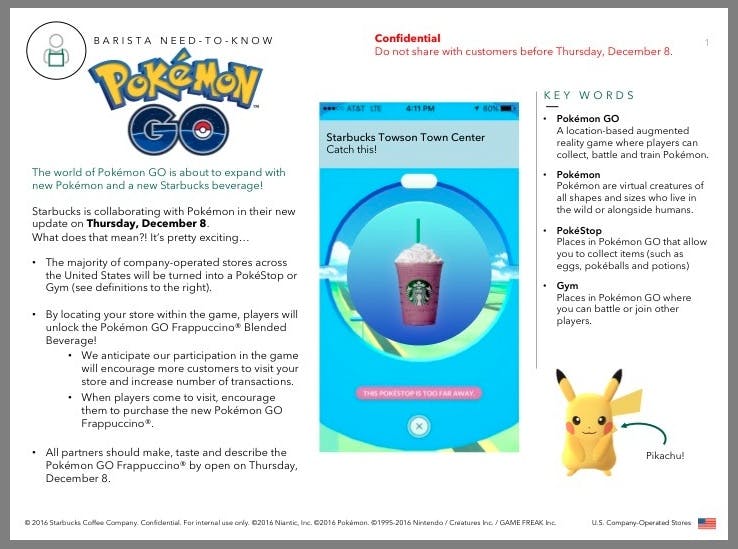 Pokémon Go' is turning Starbucks stores into stops