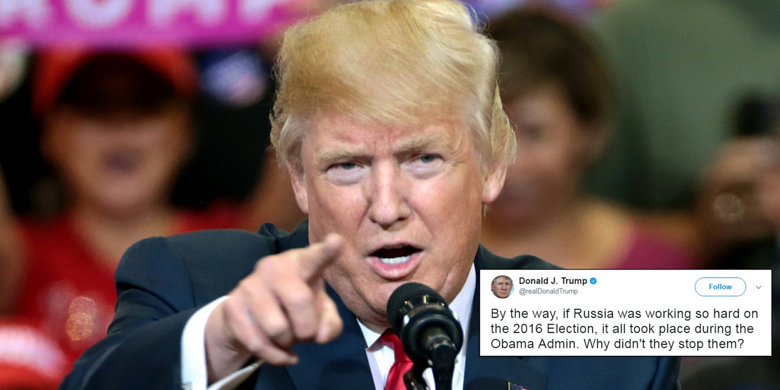 Donald Trump took to Twitter to talk about Obama and Russia