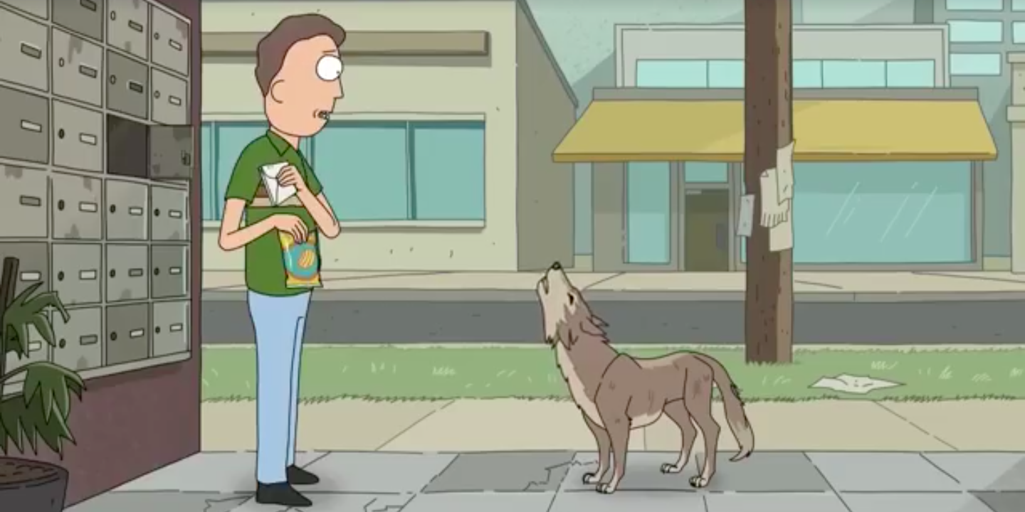 Jerry Smith held up by a wolf