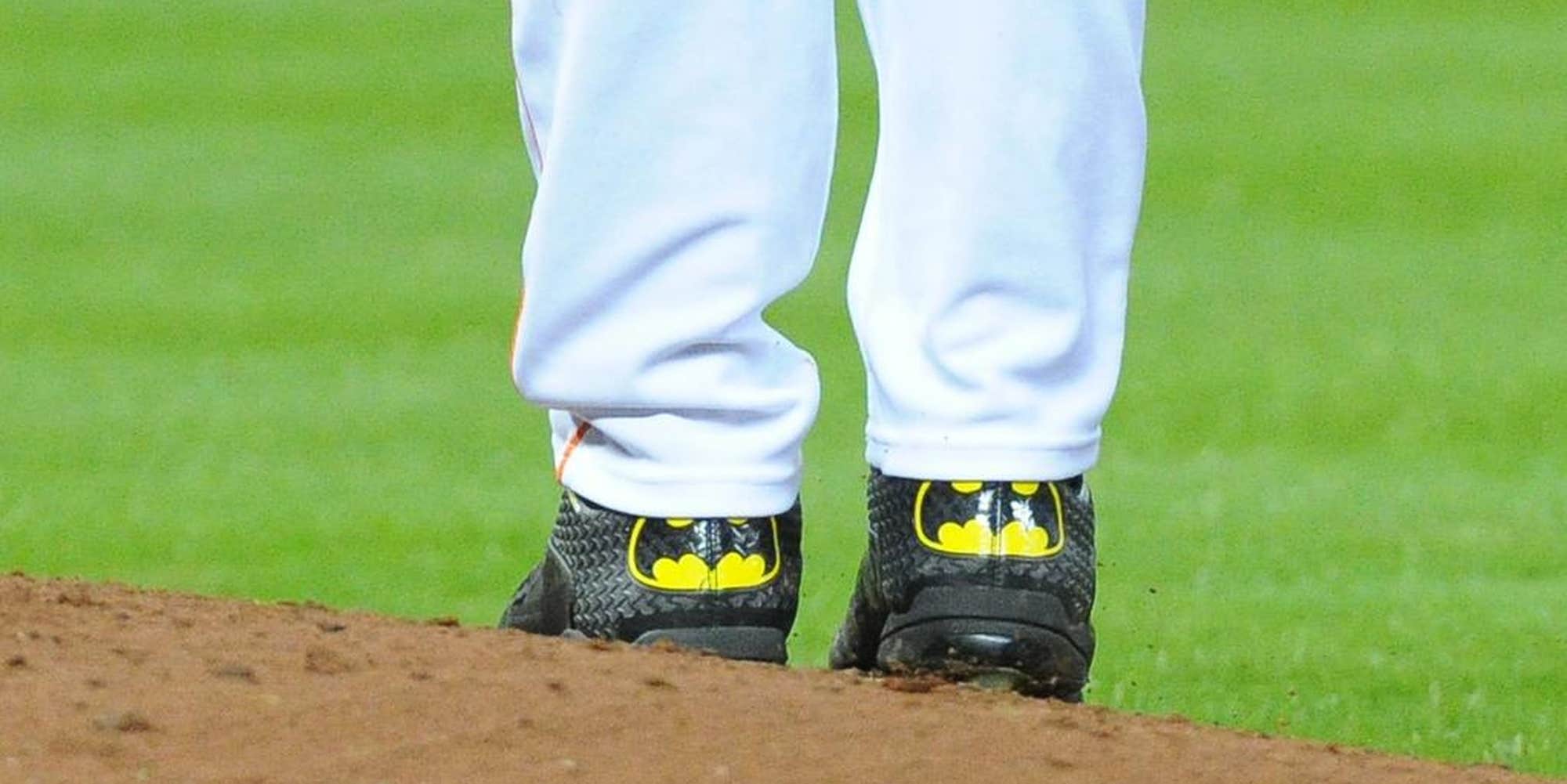 Pitcher makes big-league debut in these sparkling Batman cleats