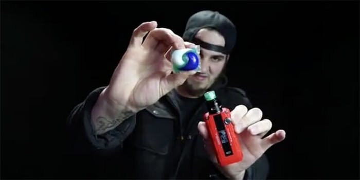 This Instagram video shows a man vaping a Tide Pod.