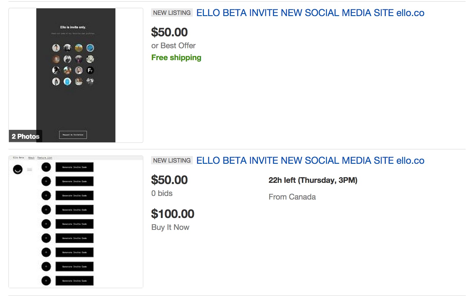Ello Ebay auctions