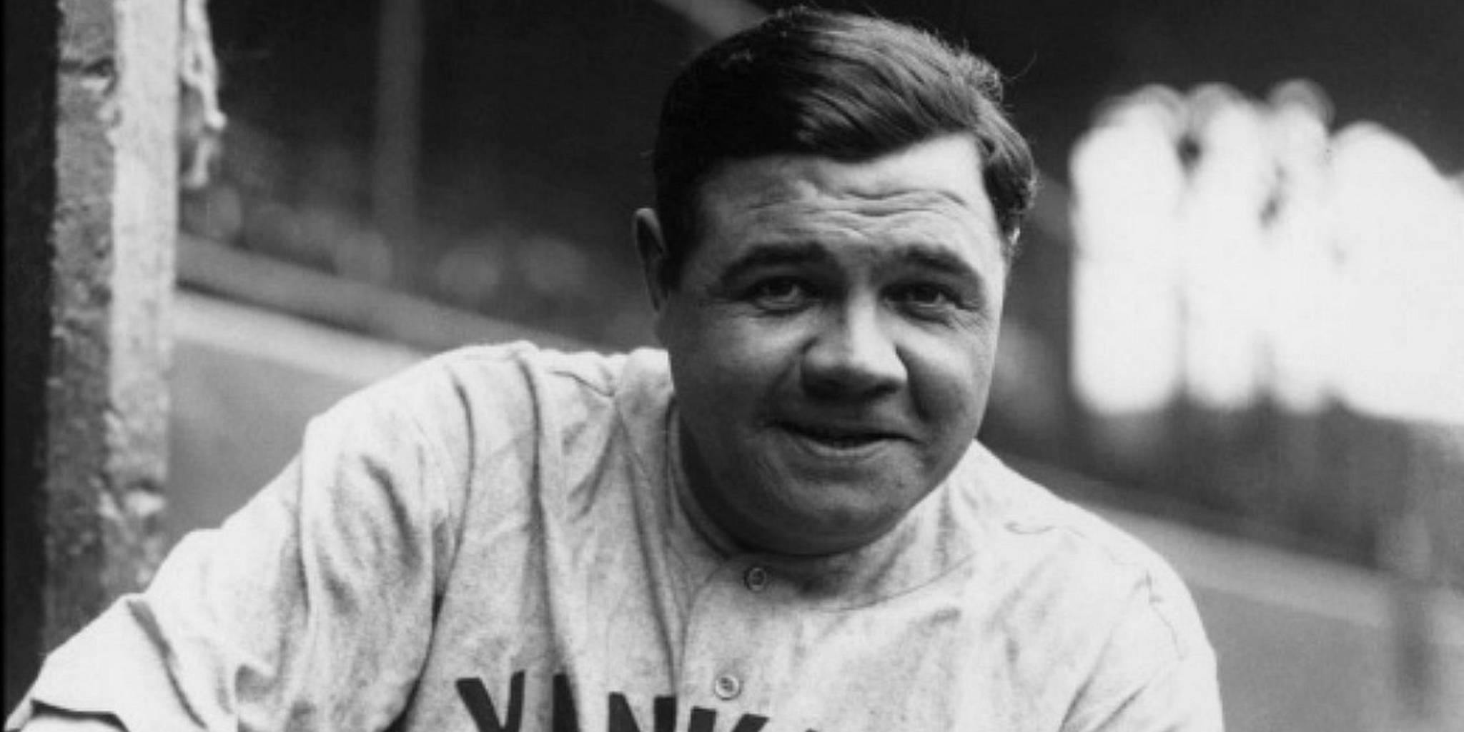 Babe Ruth without shirt and his arms spread wide in his locker room, from- Babe  Ruth at bat, with inset cph.3b19138 (cropped) - PICRYL - Public Domain  Media Search Engine Public Domain