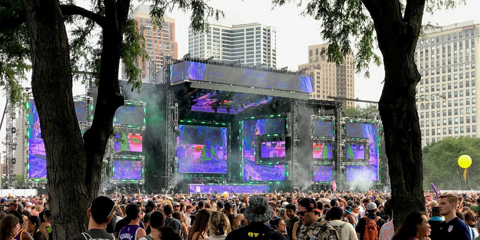 Crowd in front of stage at Lollapalooza in Chicago, 2017
