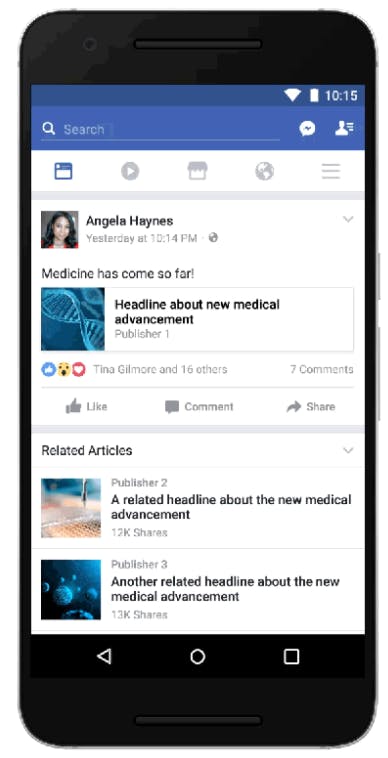 facebook related articles feature fake news