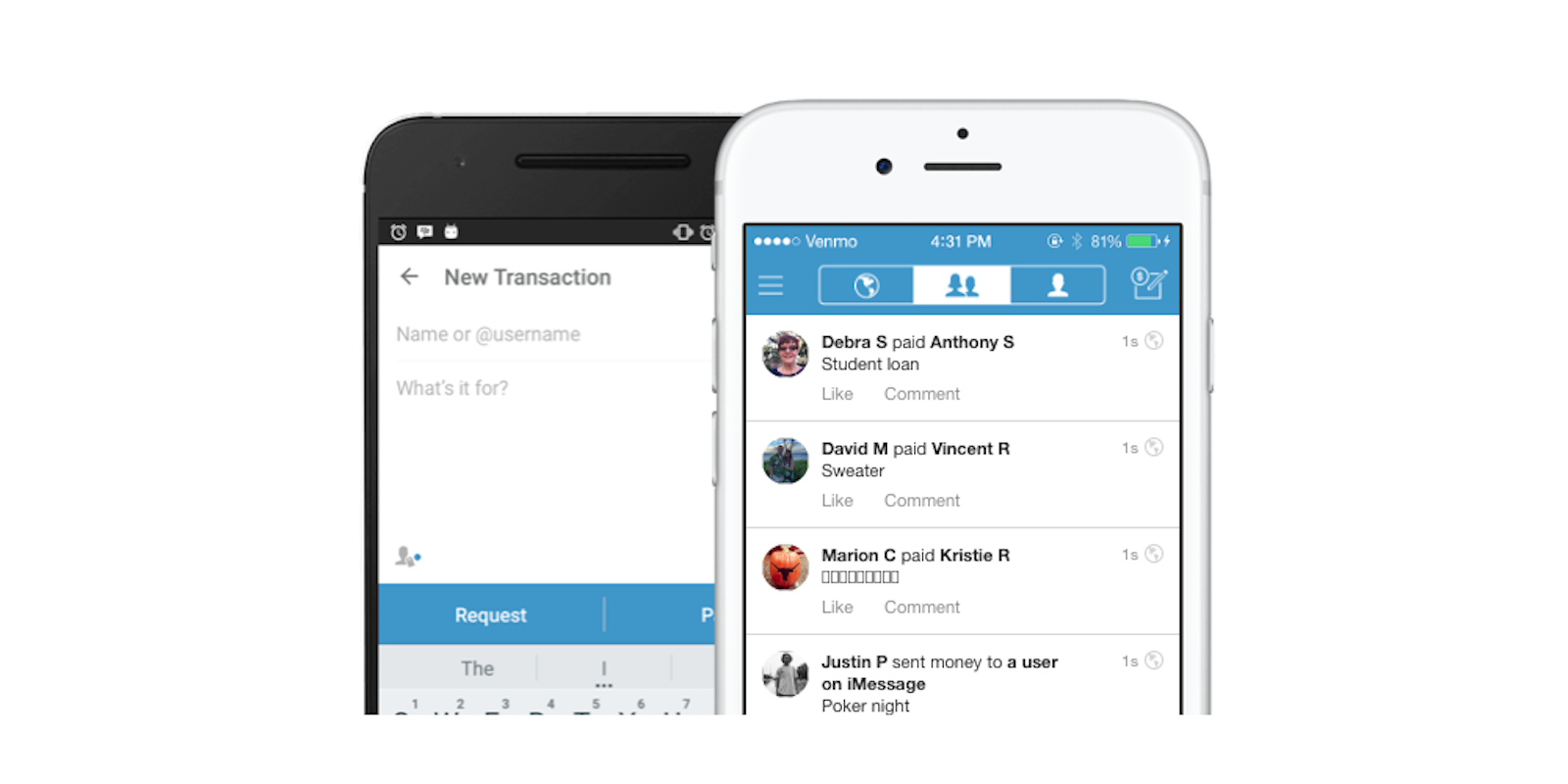 Venmo app on iOS and Android