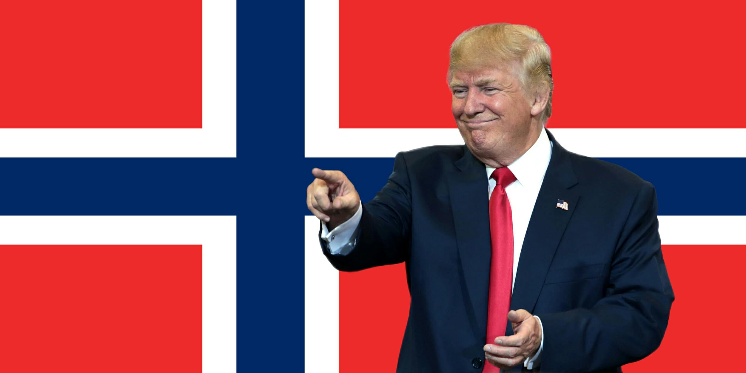 Donald "shithole" Trump over a Norwegian flag