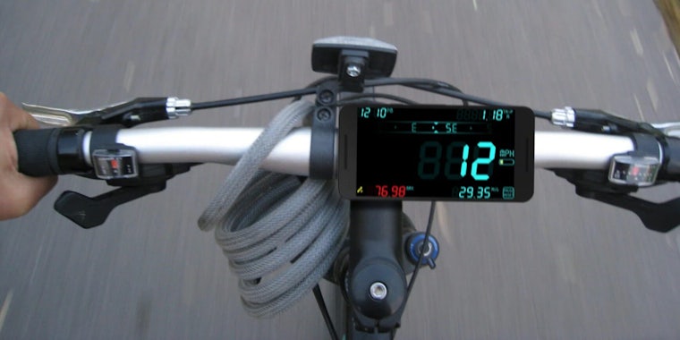 best speedometer app for iphone - a smartphone strapped to a bike