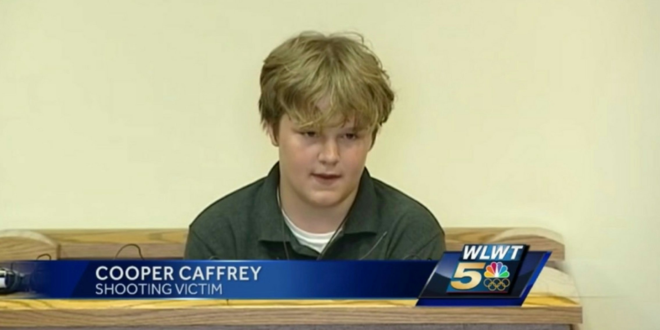 Ohio student Cooper Caffrey gives testimony at the sentencing of the boy who shot him during a school shooting.