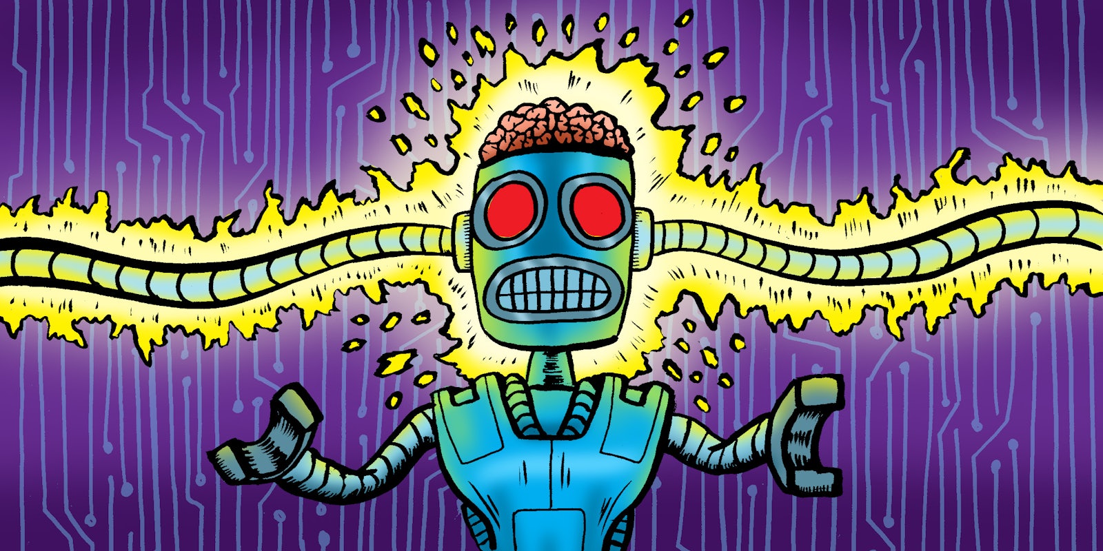 AI robot is getting shocked illustration