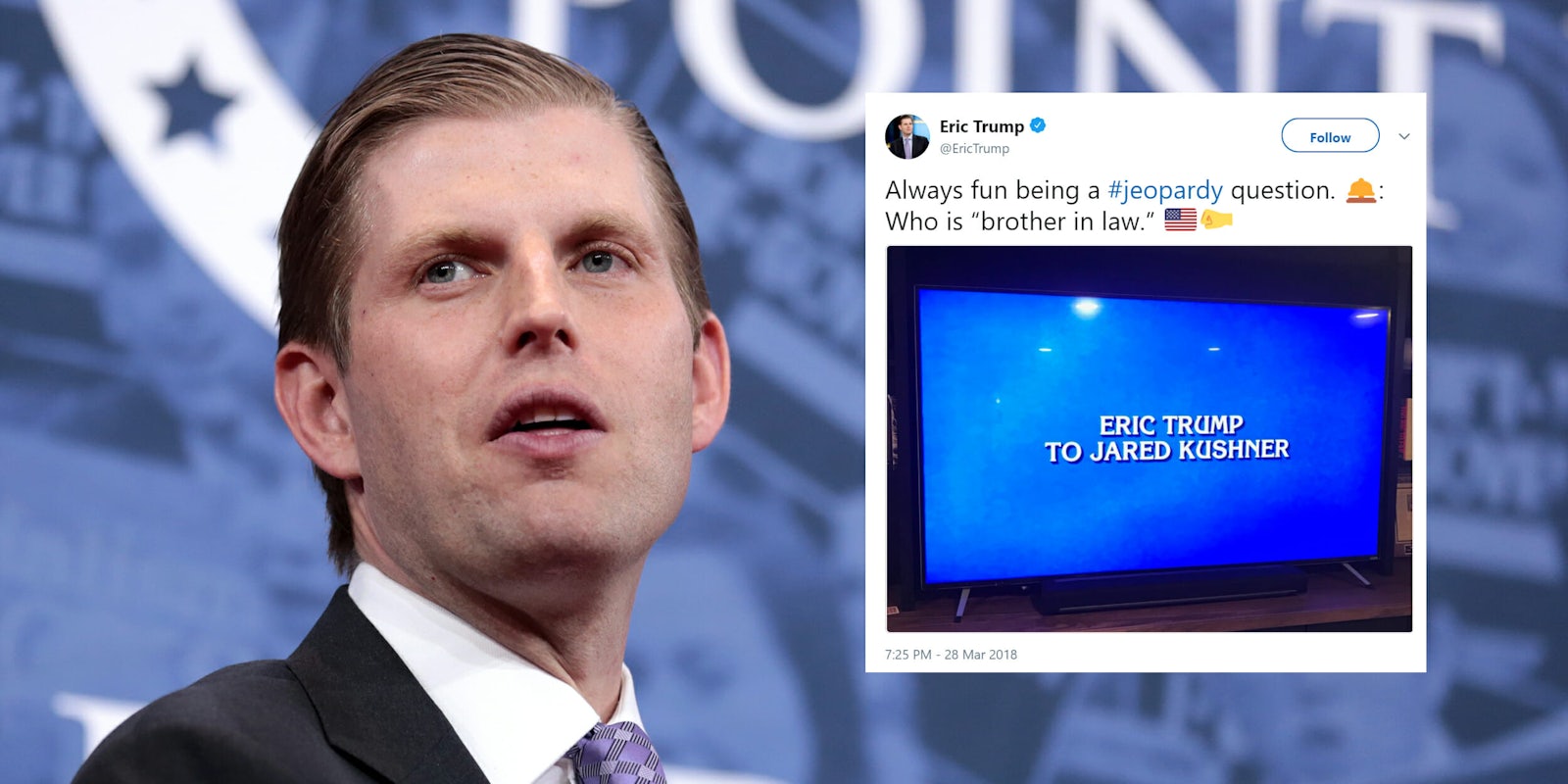 Eric Trump with Jeopardy question tweet