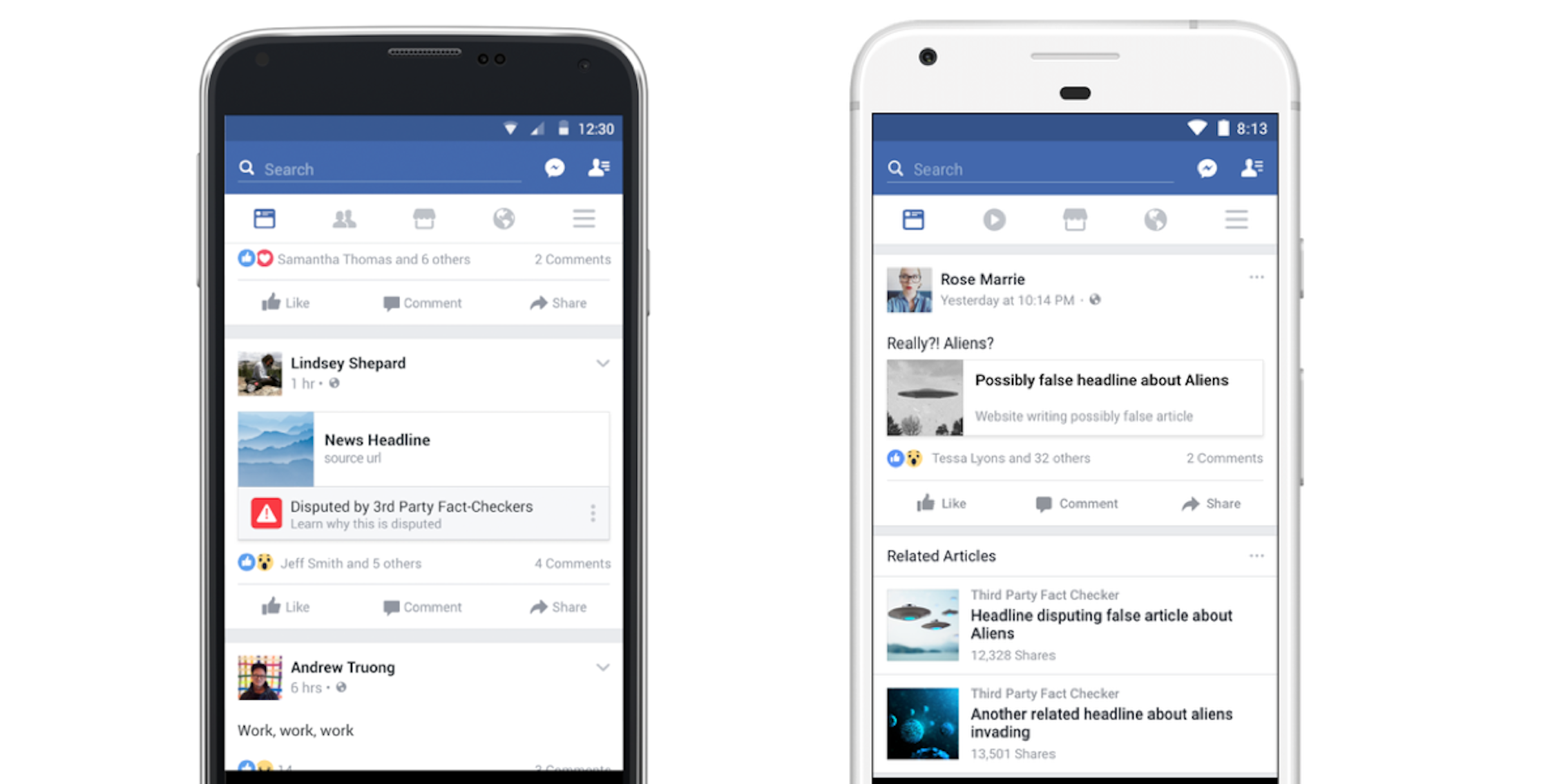 Facebook fact-checking efforts on smartphones