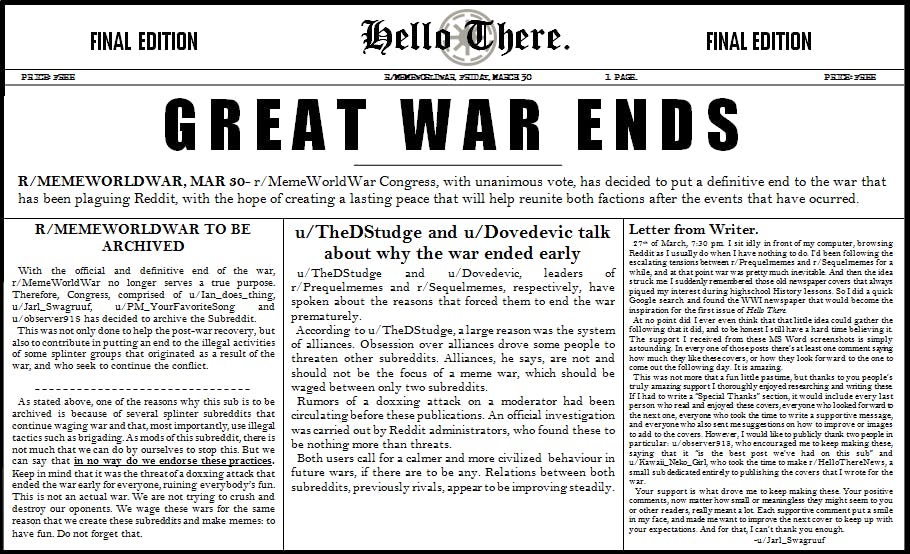 great meme war ends newspaper page