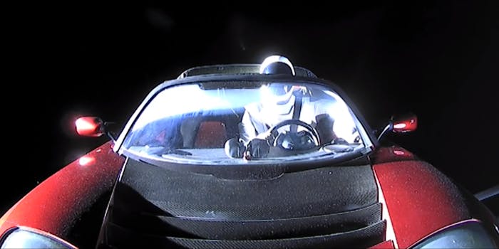 Starman in Tesla Roadster, SpaceX livestream