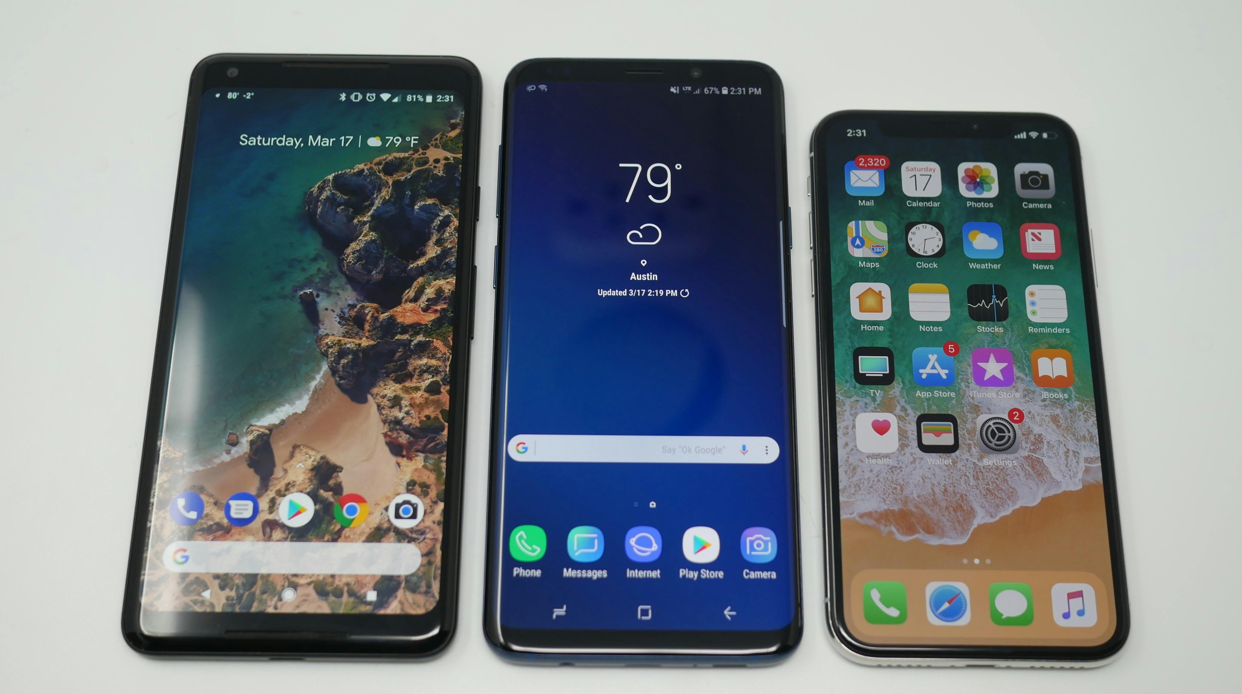 pixel 2 xl vs samsung galaxy s9 vs apple iphone x