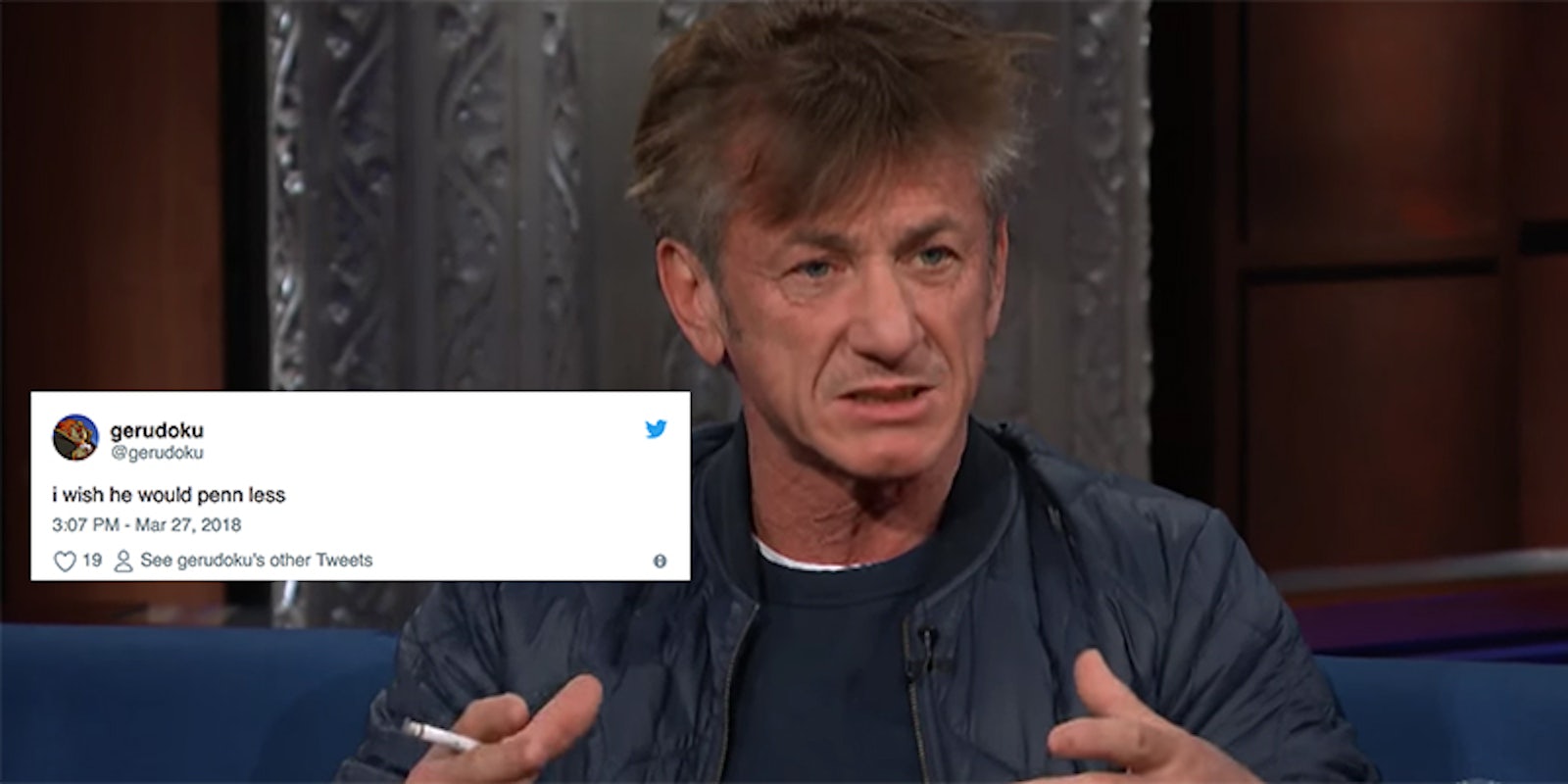 Twitter is dragging Sean Penn over a passage from his novel 'Bob Honey Who Just Do Stuff.'