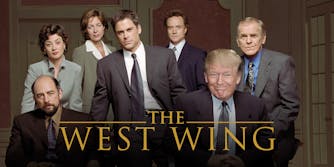 The West Wing title shot with Trump as Josiah Bartlet