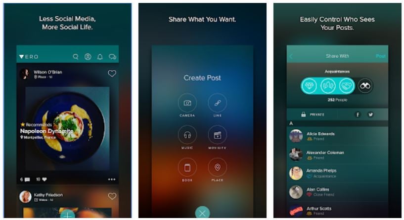 vero social media app interface